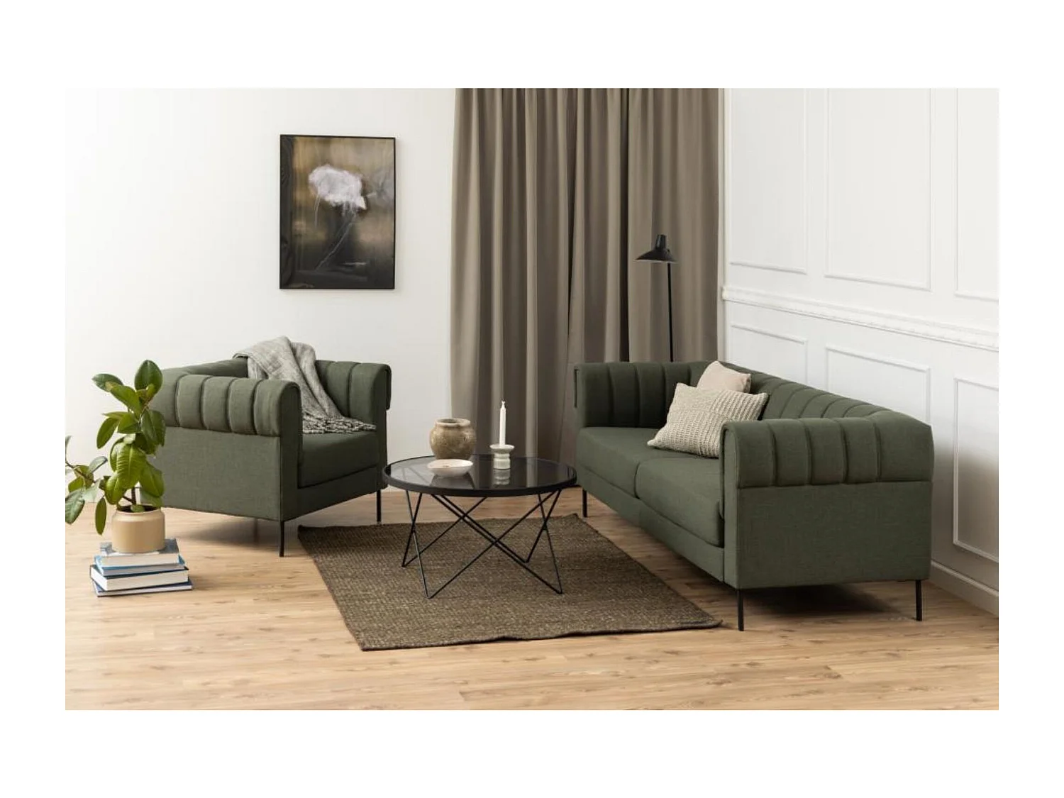 Table basse ronde en verre et métal noir D80 - BENNY