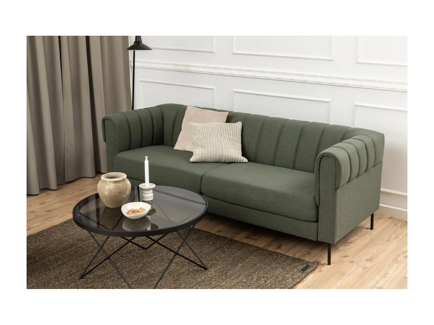 Table basse ronde en verre et métal noir D80 - BENNY