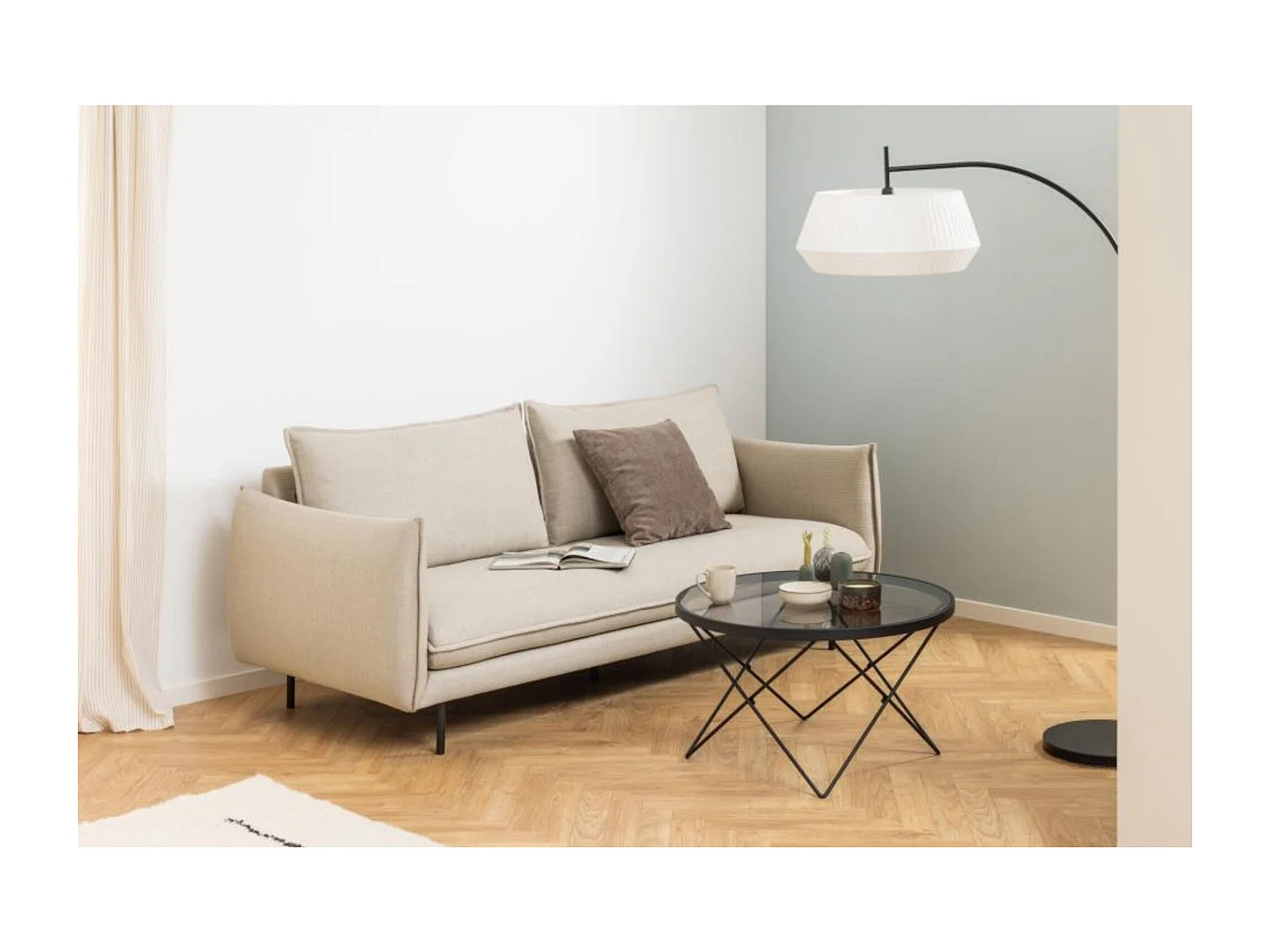 Table basse ronde en verre et métal noir D80 - BENNY