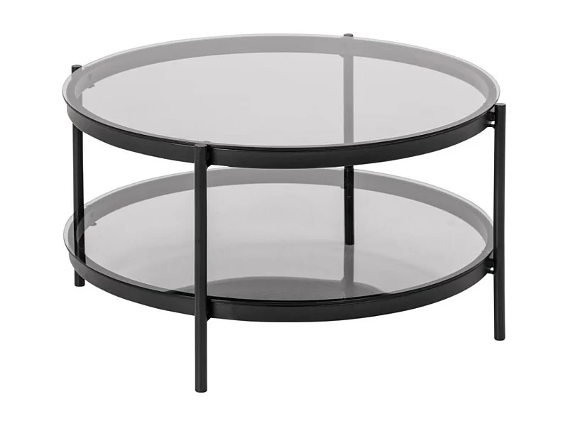 Table basse ronde en verre et métal noir - BENNY