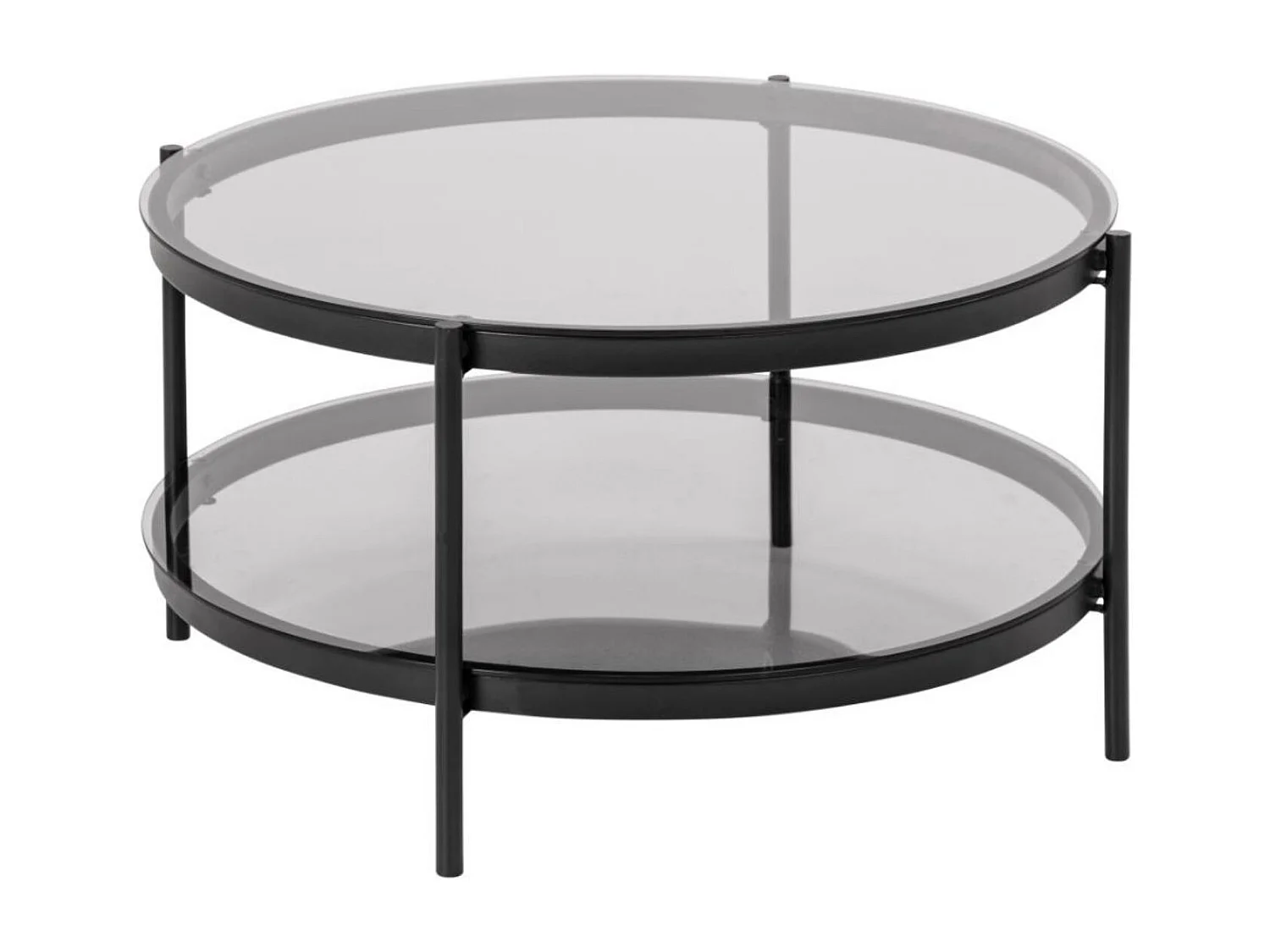 Table basse ronde en verre et métal noir - BENNY