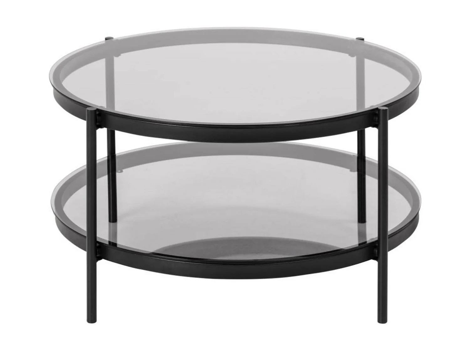 Table basse ronde en verre et métal noir - BENNY