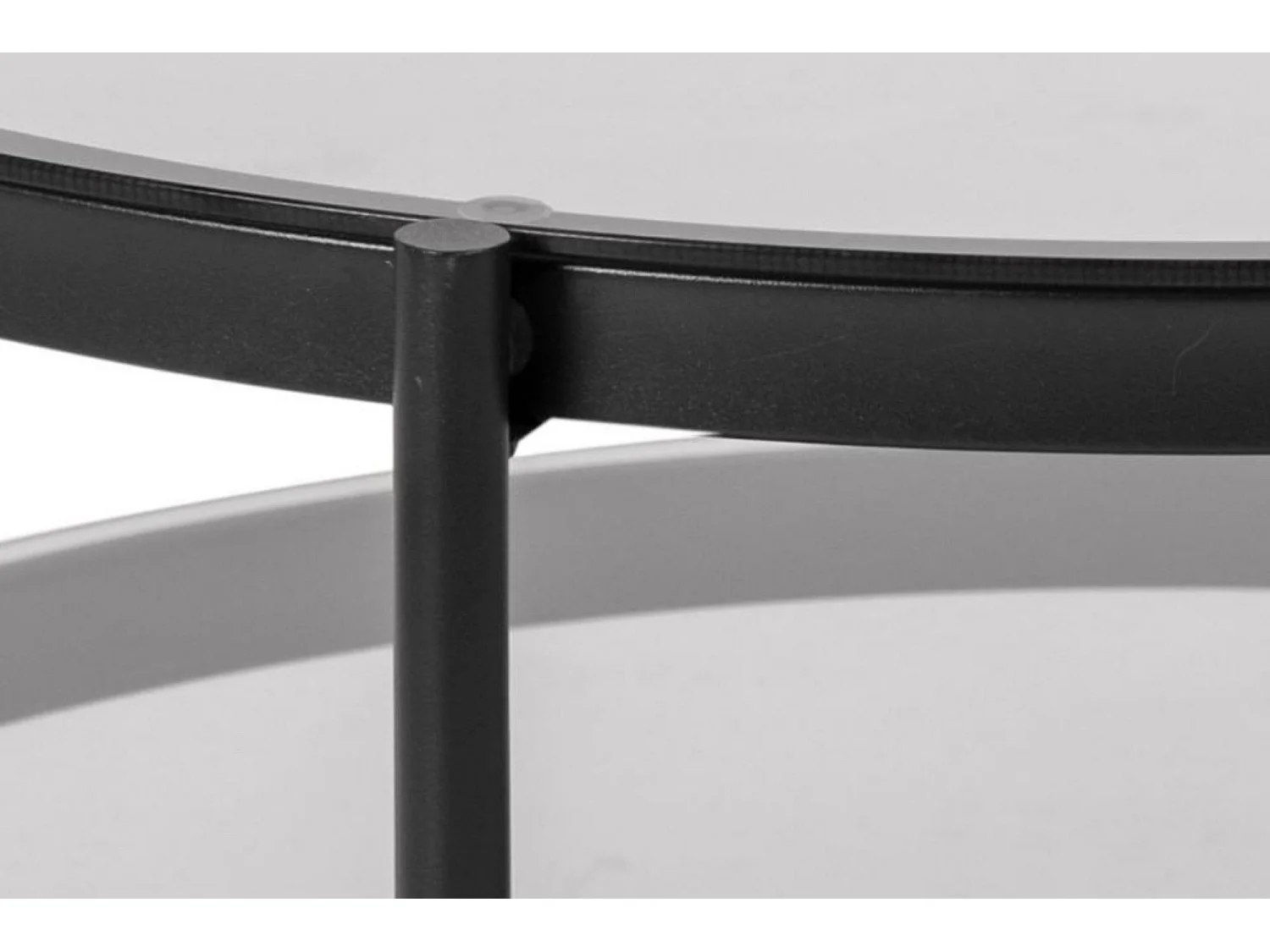 Table basse ronde en verre et métal noir - BENNY