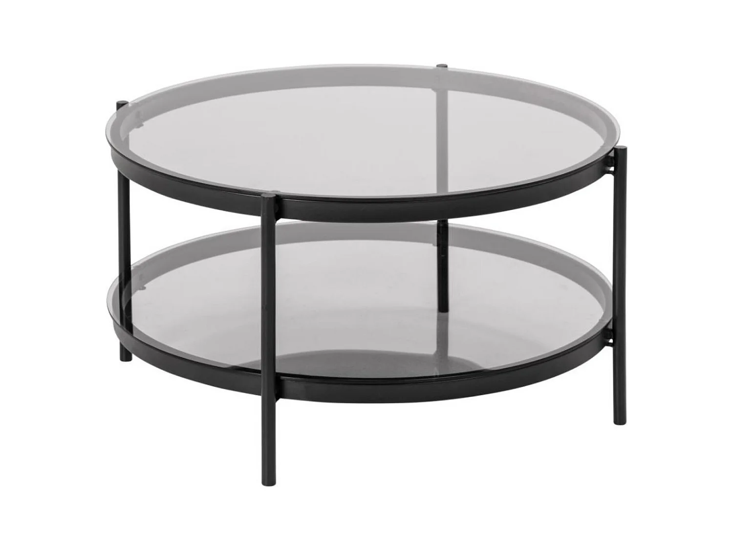 Table basse ronde en verre et métal noir - BENNY