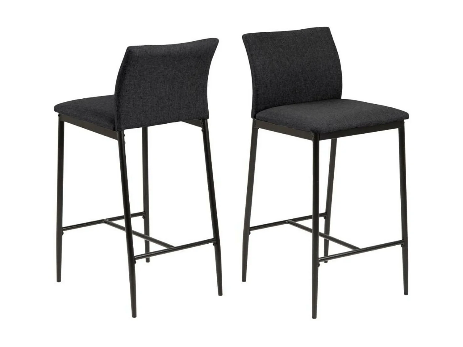 Tabourets de bar en métal et tissu gris (lot de 2) - FAUST