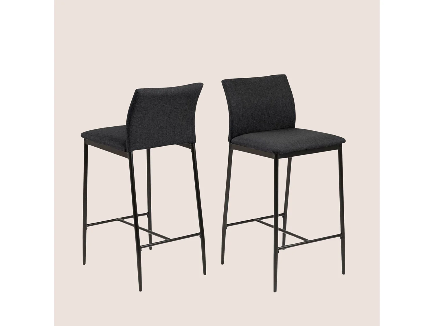 Tabourets de bar en métal et tissu gris (lot de 2) - FAUST