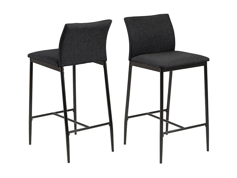 Tabourets de bar en métal et tissu gris (lot de 2) - FAUST