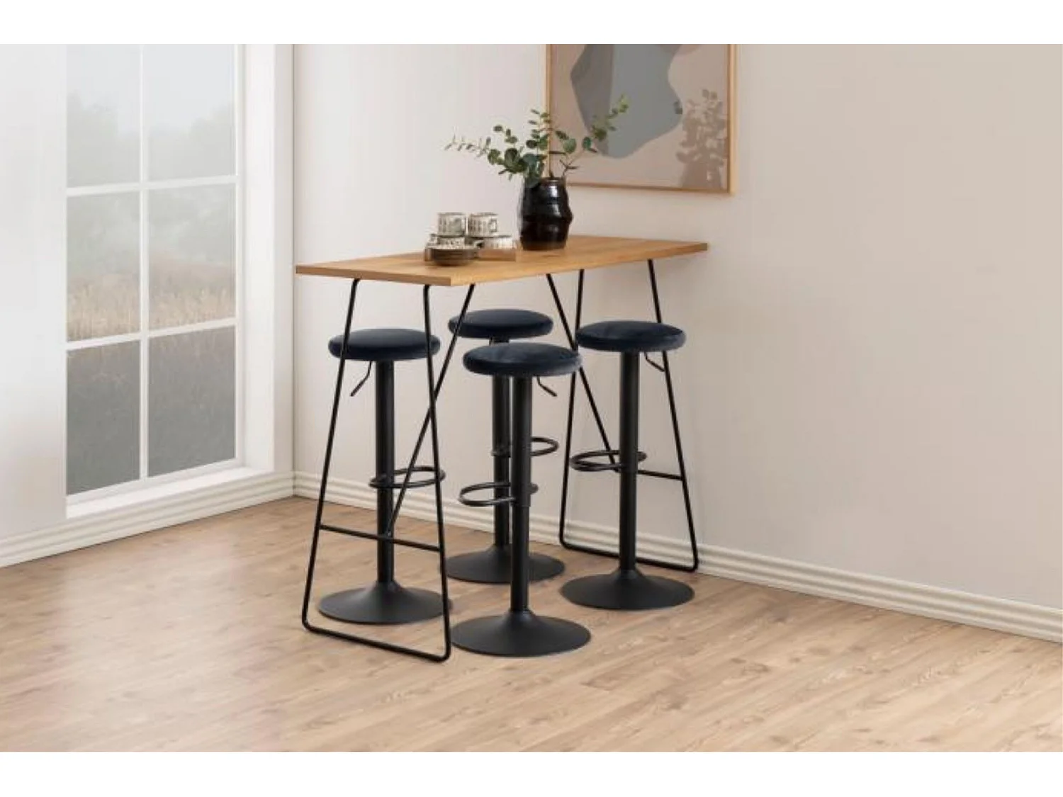 Tabourets de bar réglables et pivotants en velours (lot de 2) - MARCUS