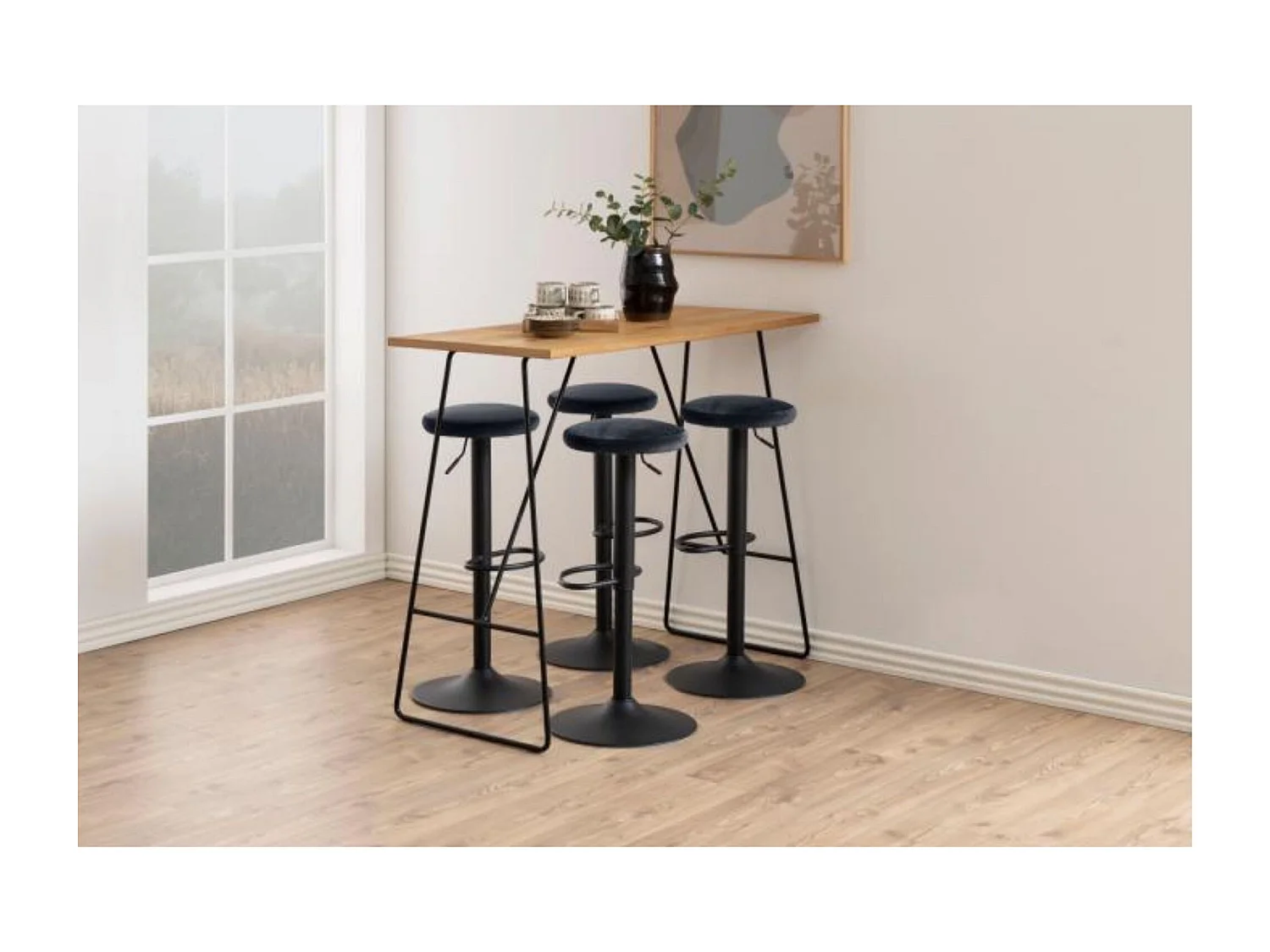 Tabourets de bar réglables et pivotants en velours (lot de 2) - MARCUS