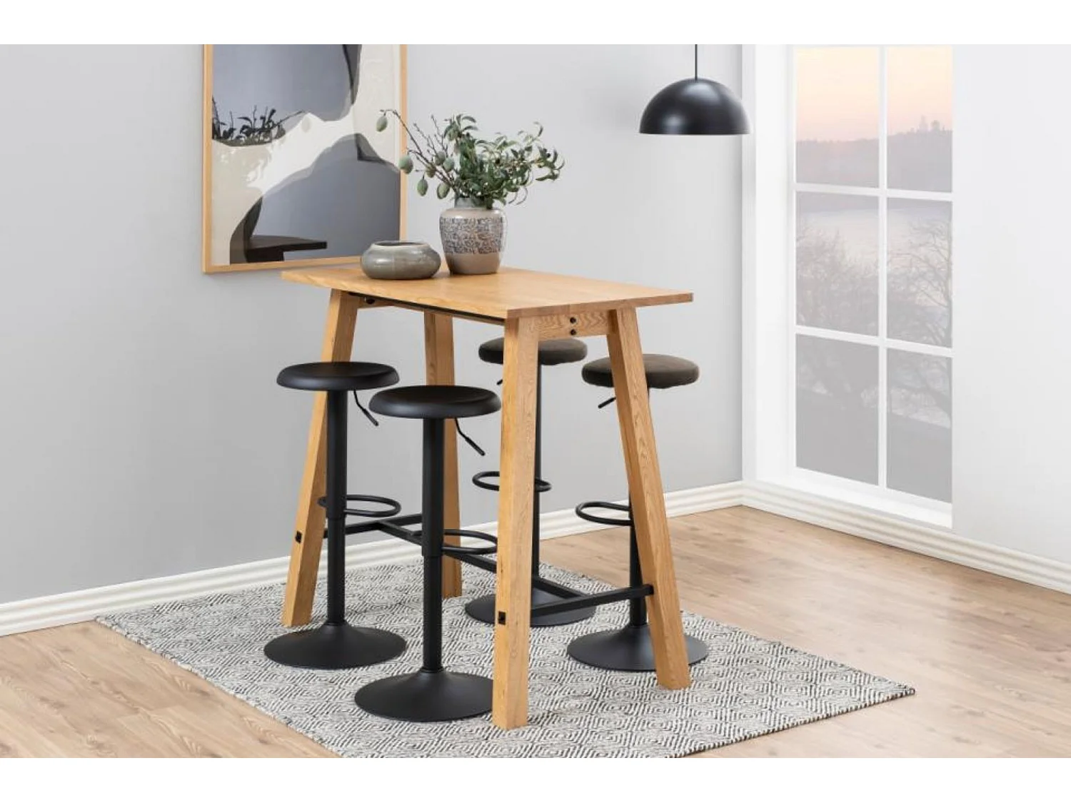 Tabourets de bar réglables et pivotants noirs (lot de 2) - MARCUS