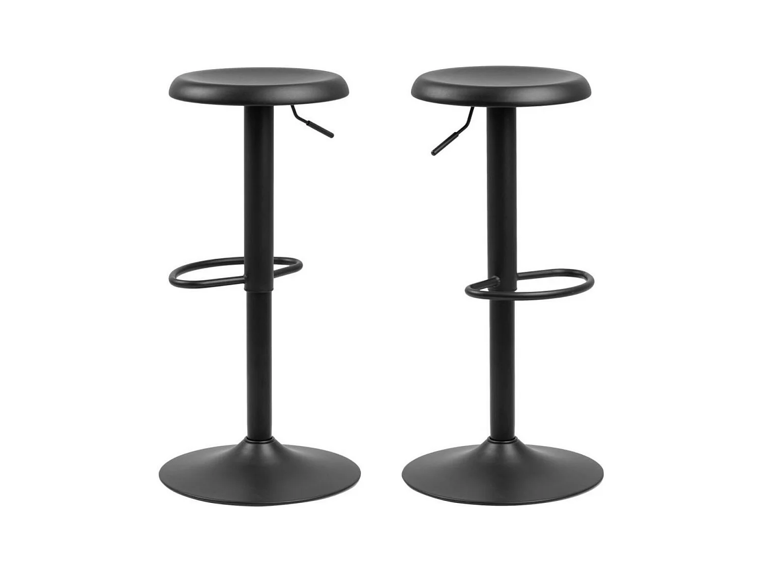 Tabourets de bar réglables et pivotants noirs (lot de 2) - MARCUS