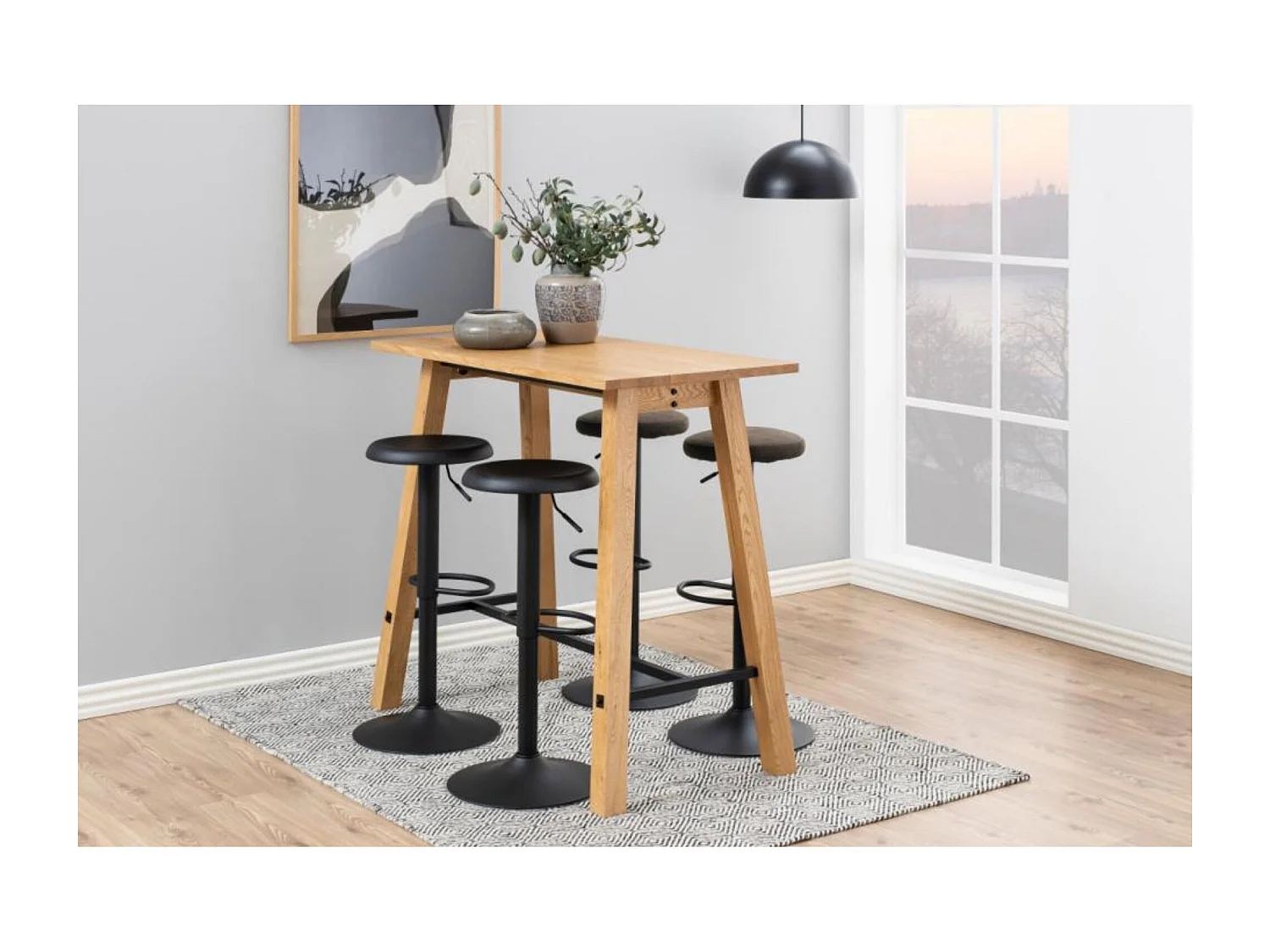 Tabourets de bar réglables et pivotants noirs (lot de 2) - MARCUS