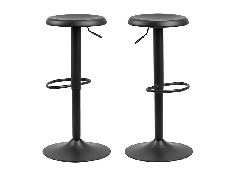 Tabourets de bar réglables et pivotants noirs (lot de 2) - MARCUS
