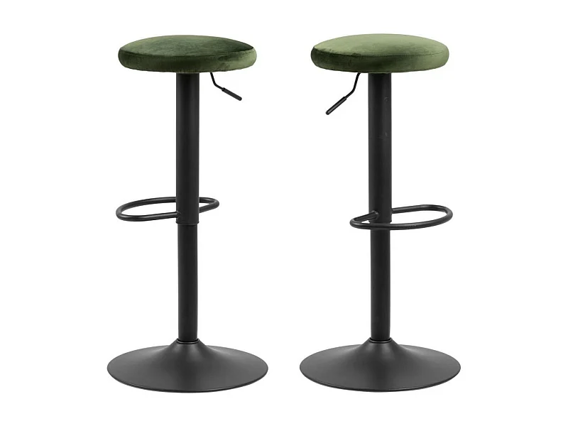 Tabourets de bar réglables et pivotants en velours (lot de 2) - MARCUS