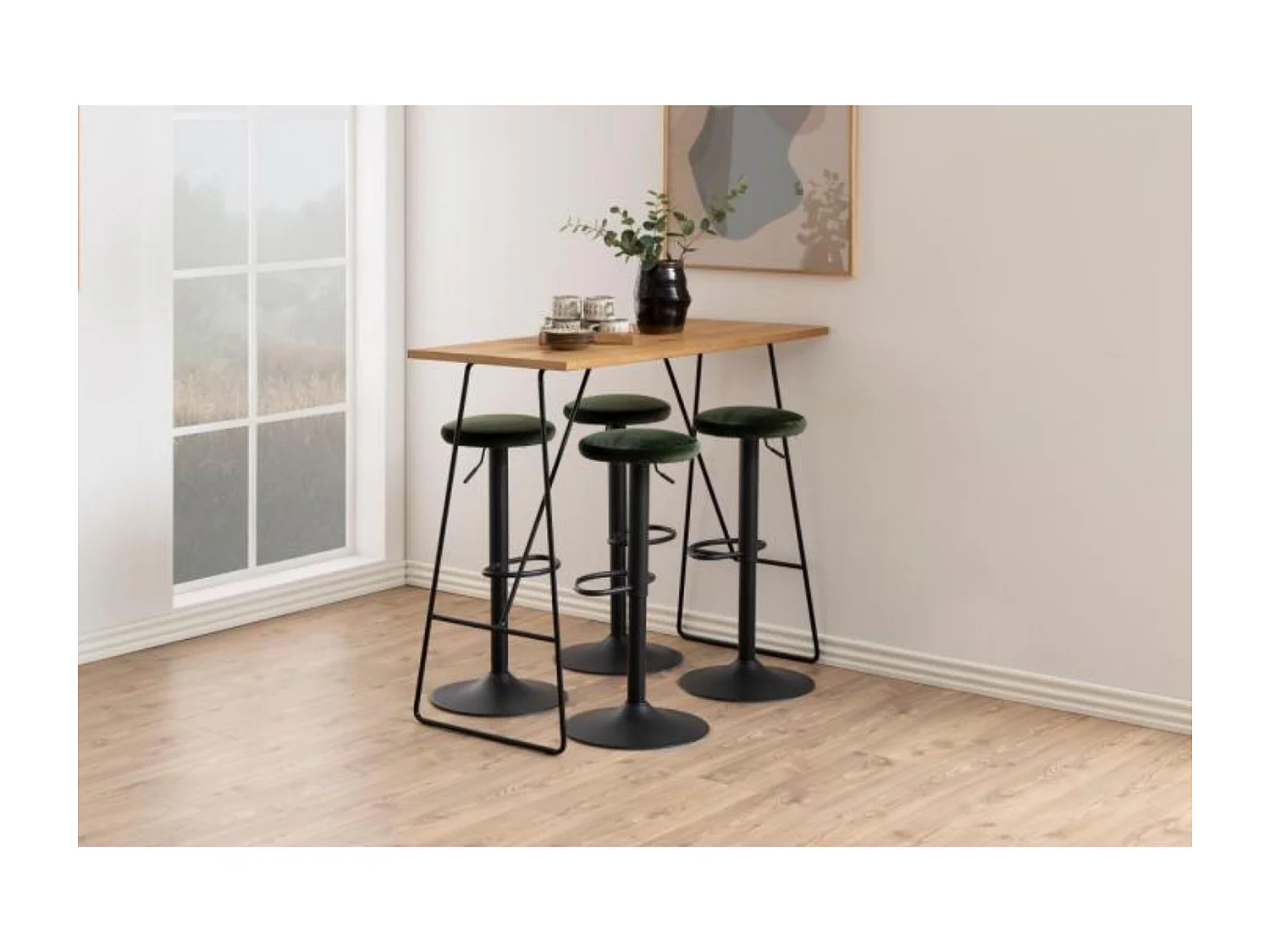 Tabourets de bar réglables et pivotants en velours (lot de 2) - MARCUS