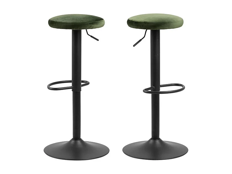 Tabourets de bar réglables et pivotants en velours (lot de 2) - MARCUS