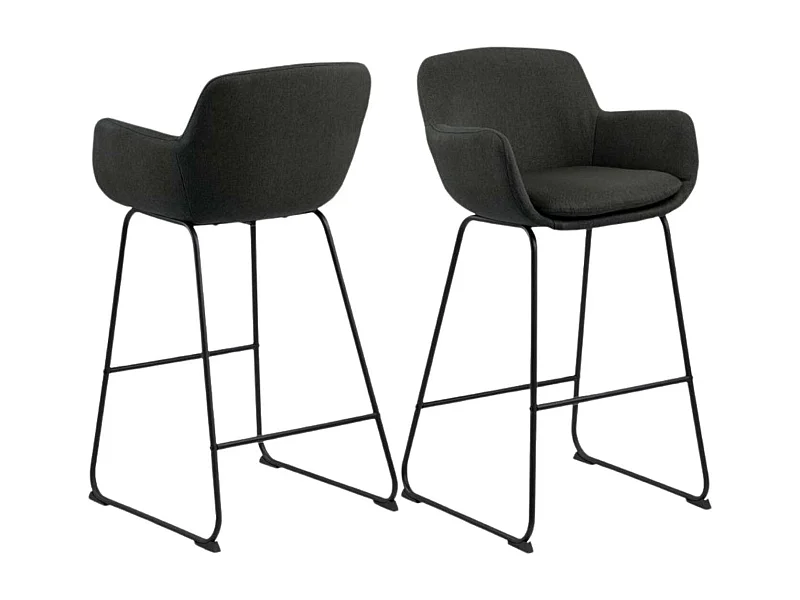 Tabourets de bar à accoudoirs en tissu gris (lot de 2) - SILA