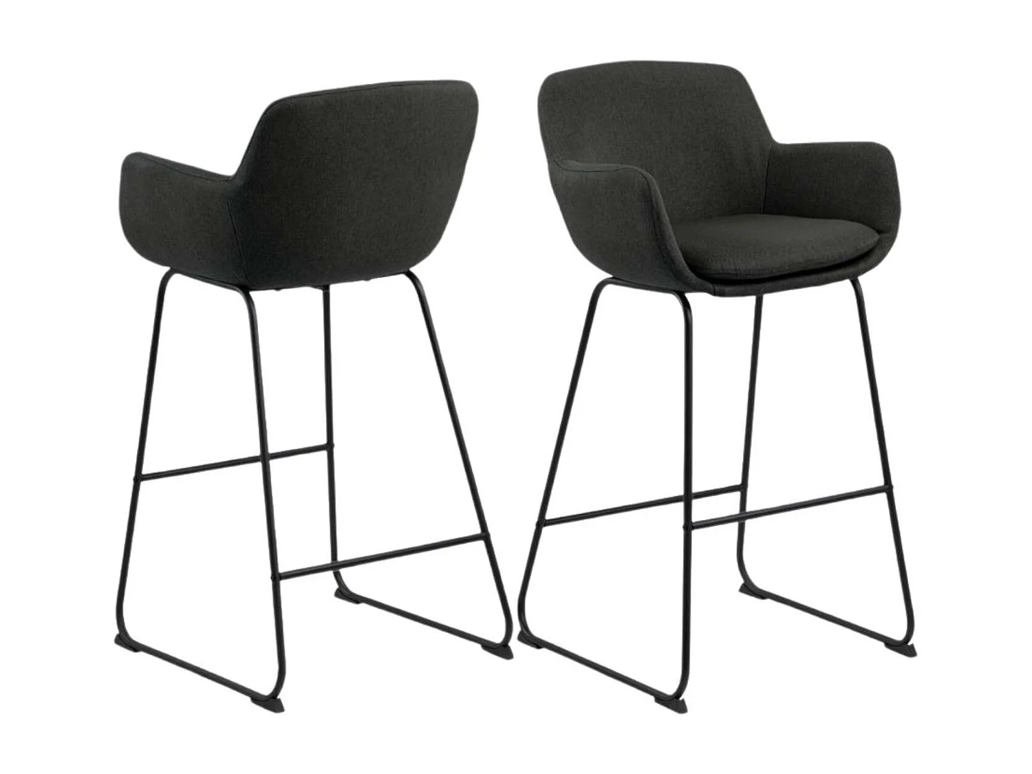 Tabourets de bar à accoudoirs en tissu gris (lot de 2) - SILA