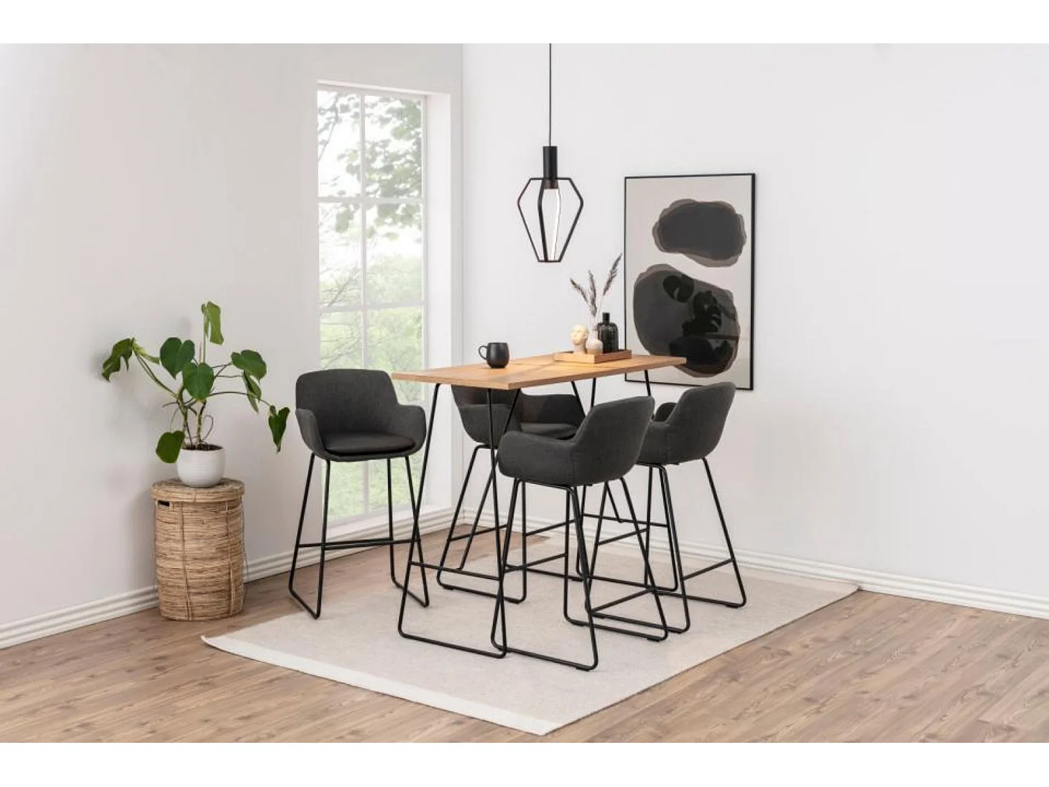 Tabourets de bar à accoudoirs en tissu gris (lot de 2) - SILA