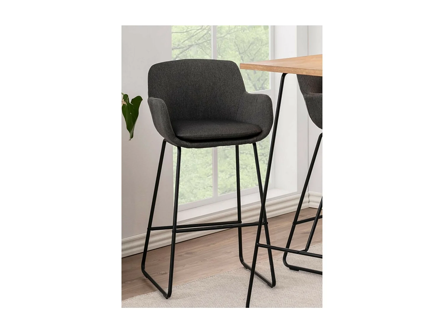 Tabourets de bar à accoudoirs en tissu gris (lot de 2) - SILA