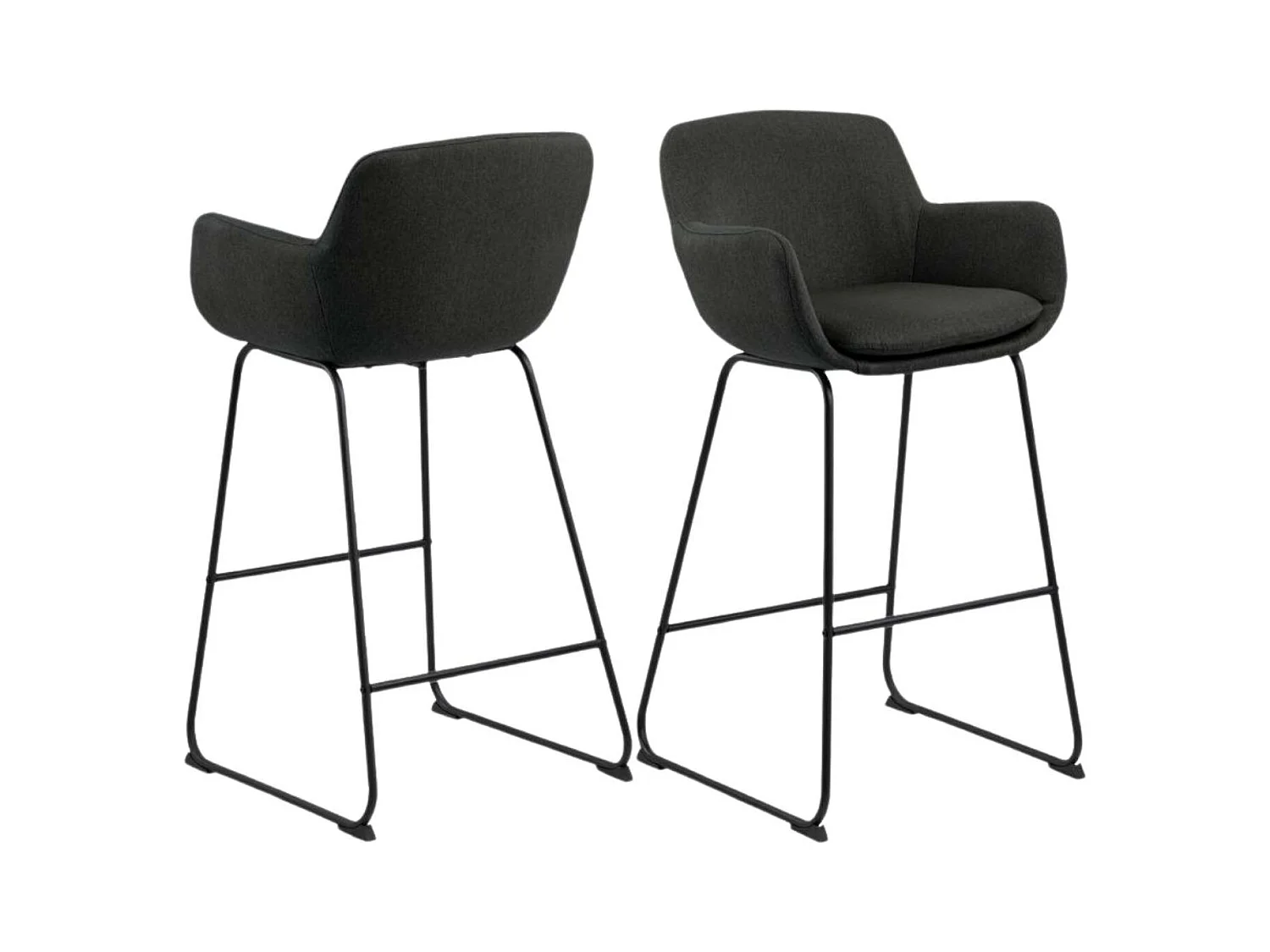 Tabourets de bar à accoudoirs en tissu gris (lot de 2) - SILA