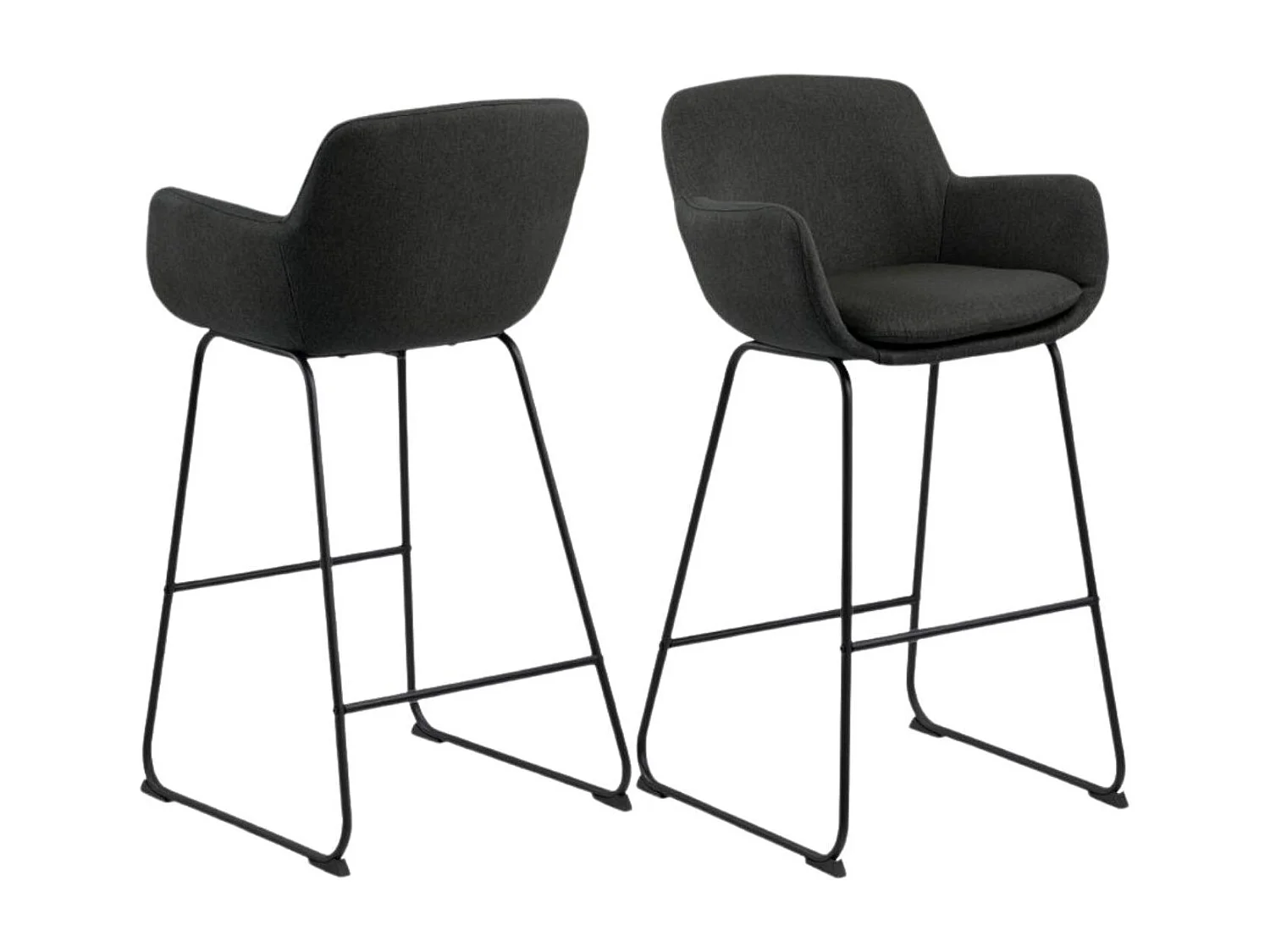 Tabourets de bar à accoudoirs en tissu gris (lot de 2) - SILA