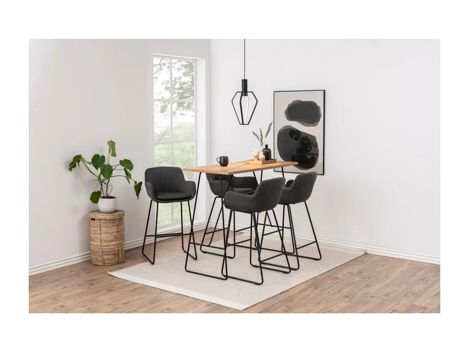 Tabourets de bar à accoudoirs en tissu gris (lot de 2) - SILA