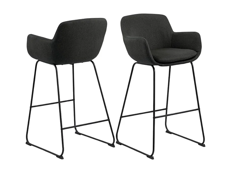 Tabourets de bar à accoudoirs en tissu gris (lot de 2) - SILA