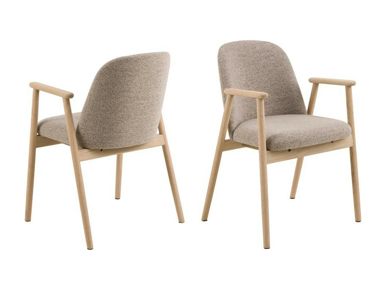 Chaises en chêne blanchi et tissu bouclette beige (lot de 2) - LEA