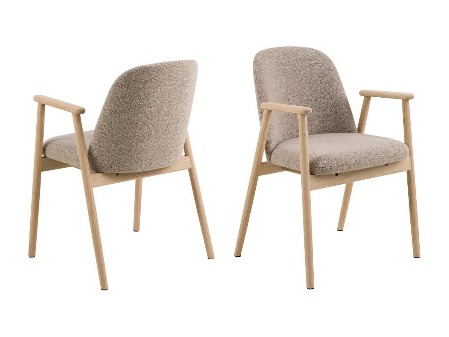 Chaises en chêne blanchi et tissu bouclette beige (lot de 2) - LEA