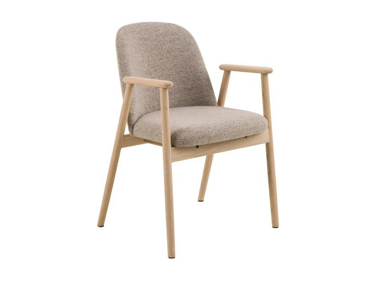 Chaises en chêne blanchi et tissu bouclette beige (lot de 2) - LEA