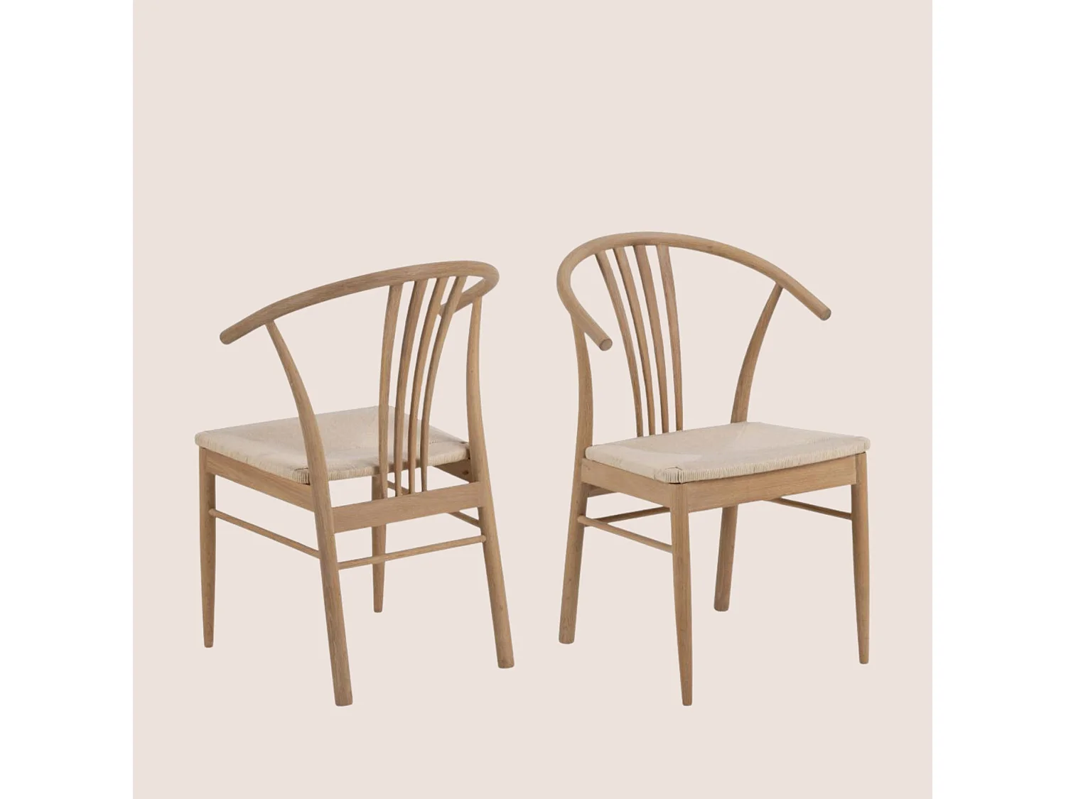 Chaises en chêne blanchi et assises tressées (lot de 2) - ASTA