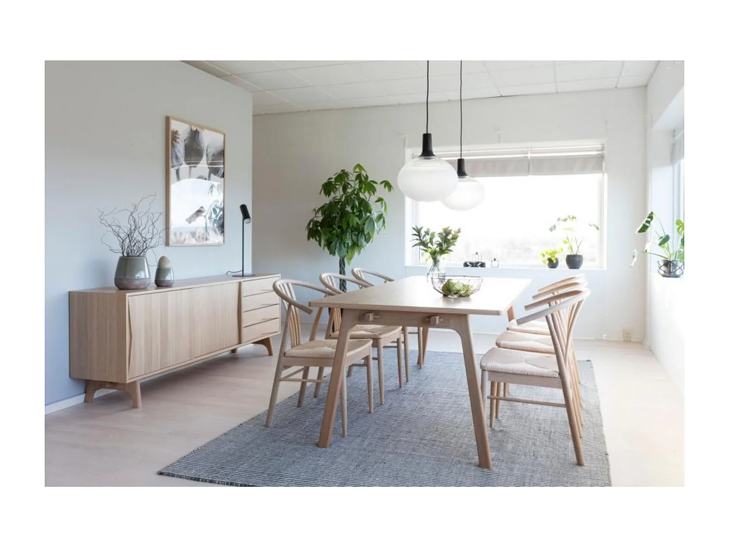 Chaises en chêne blanchi et assises tressées (lot de 2) - ASTA