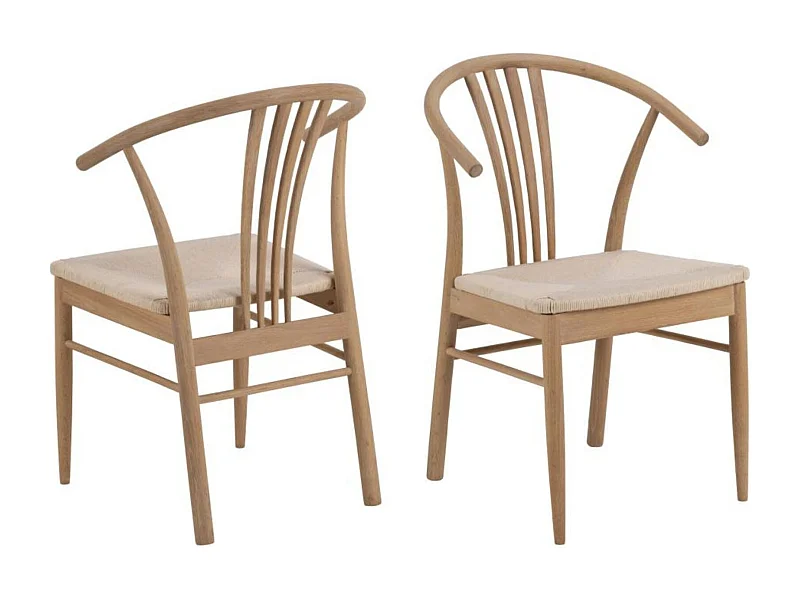 Chaises en chêne blanchi et assises tressées (lot de 2) - ASTA