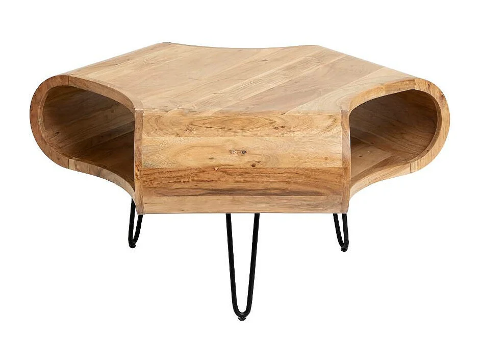 Mesa de centro de madera de acacia y metal Ian con almacenamiento