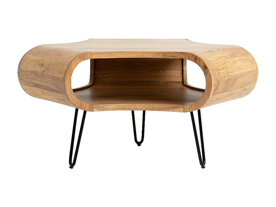 Mesa de centro de madera de acacia y metal Ian con almacenamiento