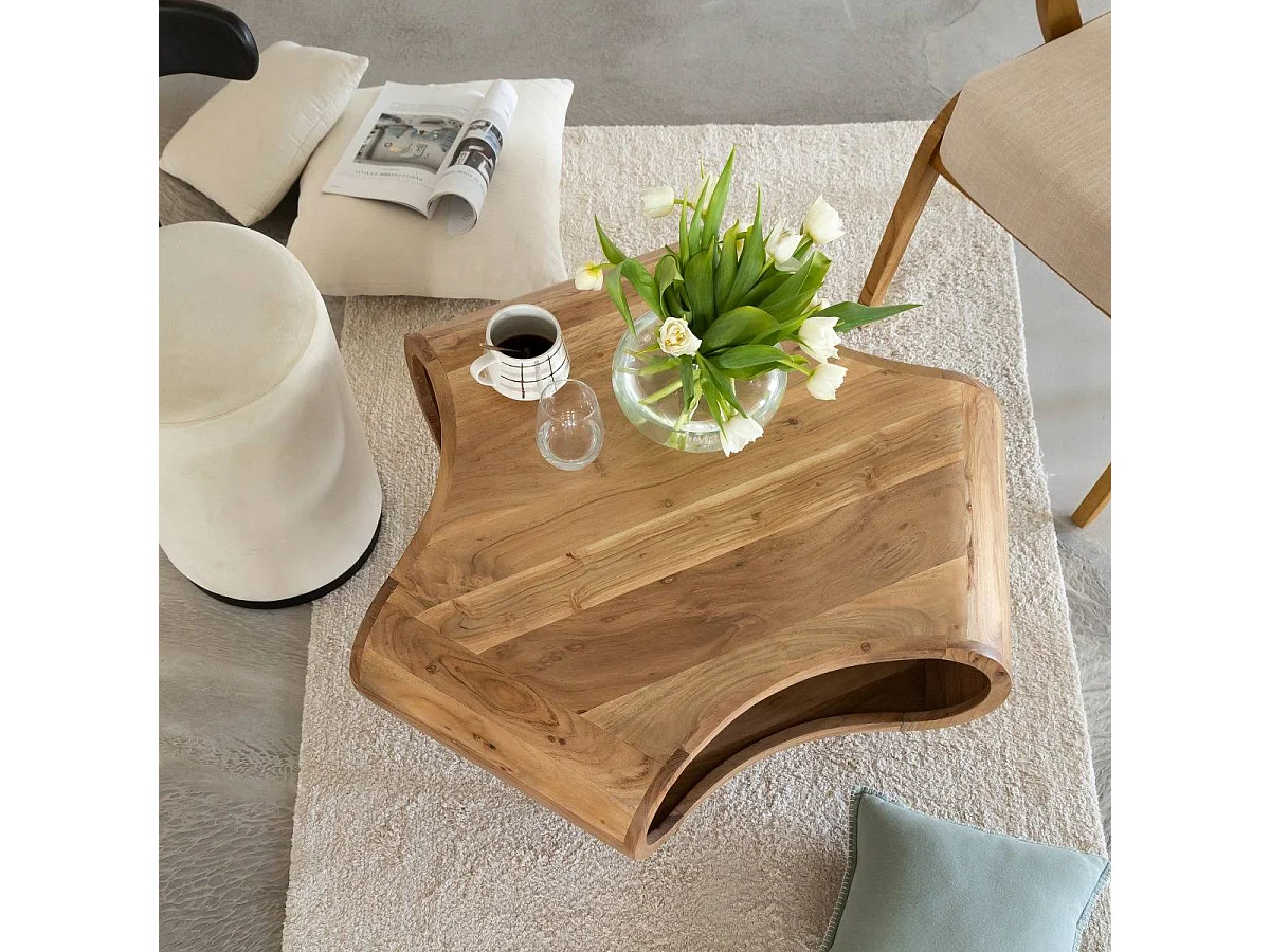 Mesa de centro de madera de acacia y metal Ian con almacenamiento