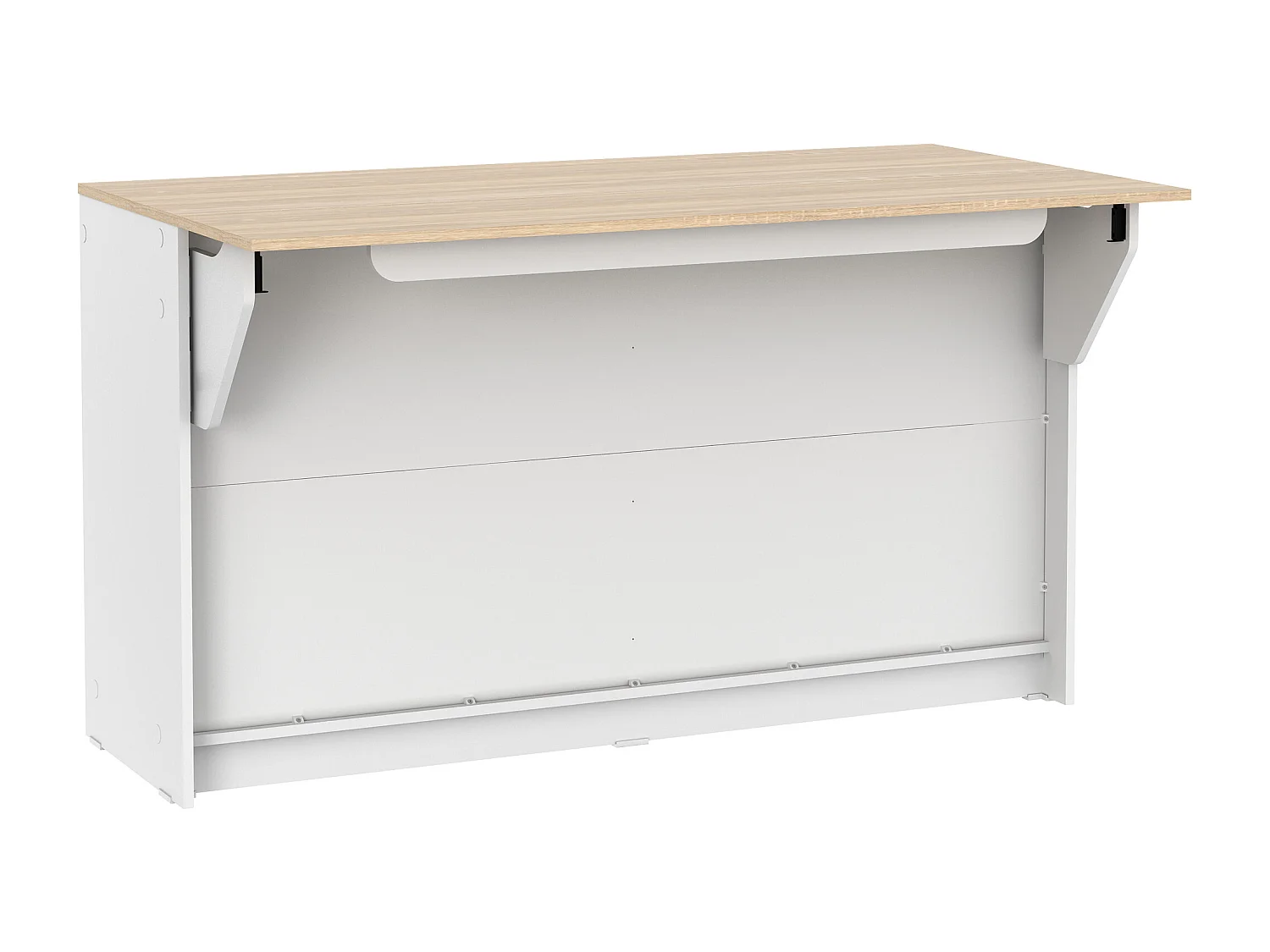 Ilot central de cuisine avec 2 portes et 2 niches - Blanc et chêne - TEKYNA