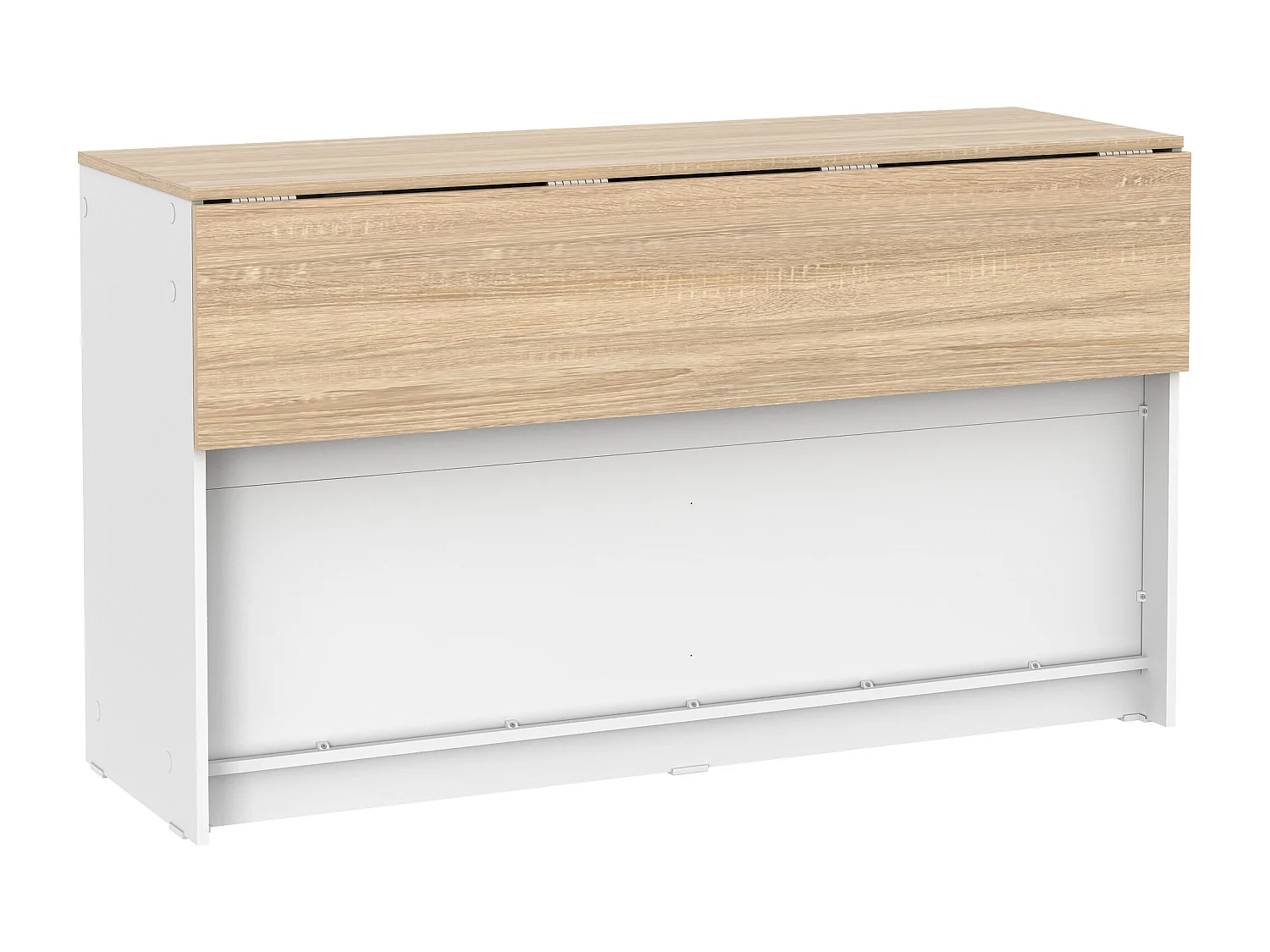 Ilot central de cuisine avec 2 portes et 2 niches - Blanc et chêne - TEKYNA