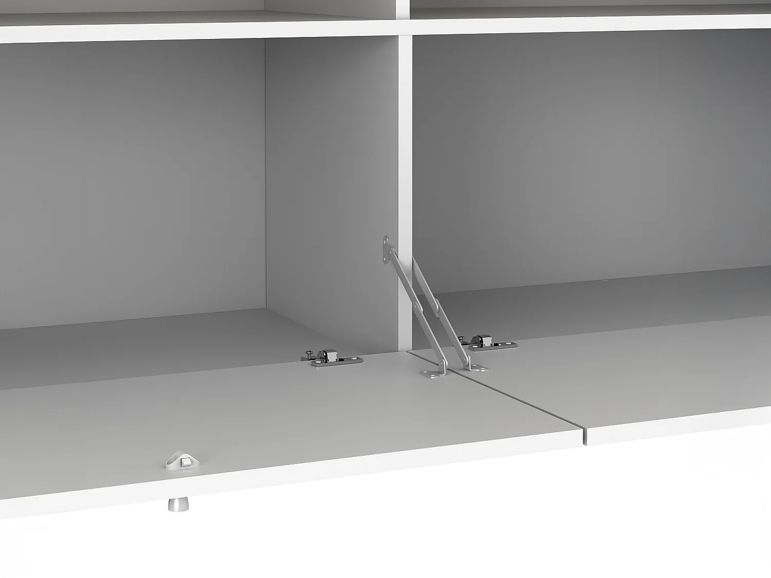 Ilot central de cuisine avec 2 portes et 2 niches - Blanc et chêne - TEKYNA