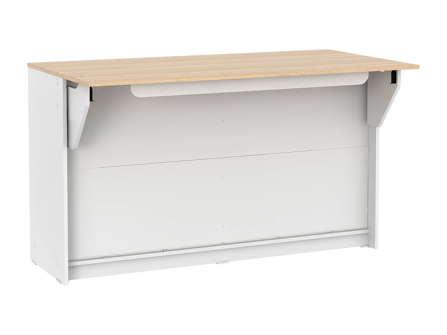 Ilot central de cuisine avec 2 portes - Blanc et chêne - BENITA