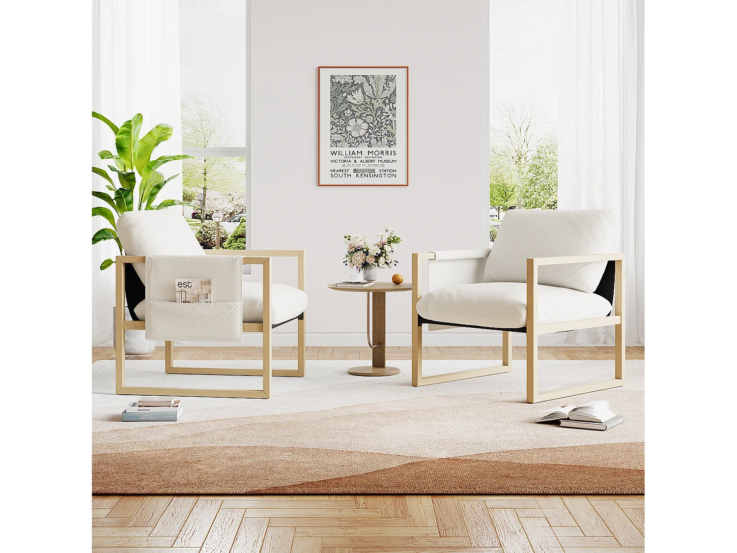 Contecistica soggiorno in poltrona - 79x68x83cm - sedia rilassante con sedile spessa - tessuto sherpa - bianco rotto