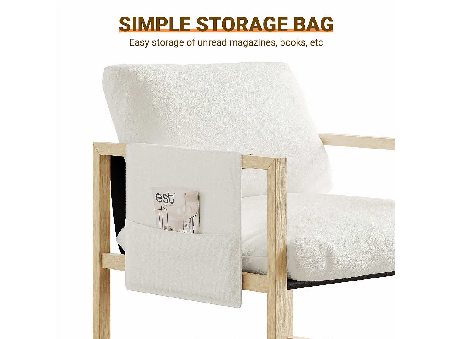 Fauteuil de Salon Confortable - 79x68x83CM - Chaise Relaxant avec Siège Épais - tissu sherpa - Blanc cassé