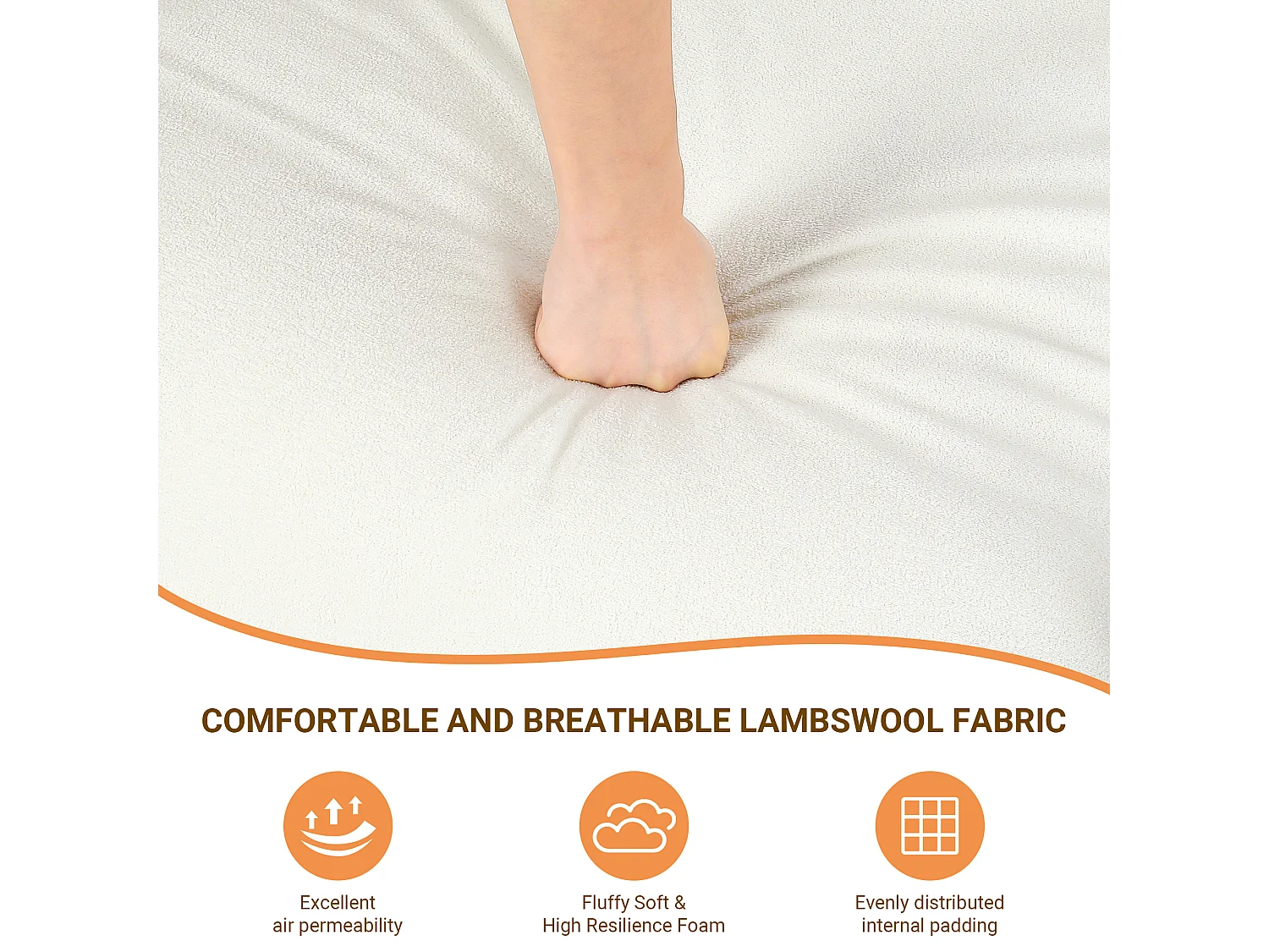 Fauteuil de Salon Confortable - 79x68x83CM - Chaise Relaxant avec Siège Épais - tissu sherpa - Blanc cassé