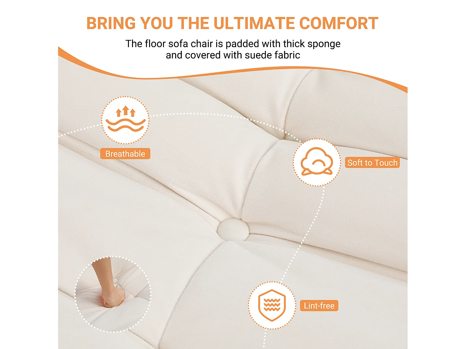 Luiestoel in Chenille-stof beige - Diepe stoel 62 cm - 80x85x84cm