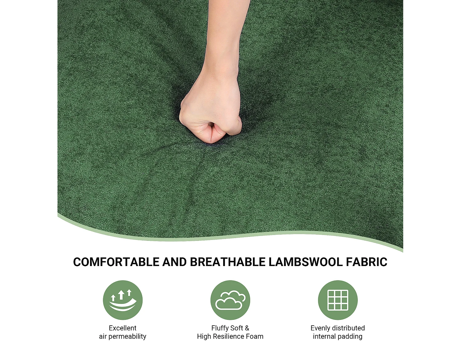 Fauteuil relax - Fauteuil scandinave - Fauteuil rembourré en tissu sherpa - ergonomique - Bois Massif - Vert - 79x68x83CM