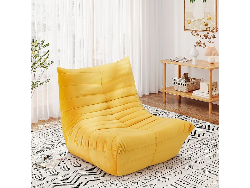 Starken Stuhl im gelben Raupe Stoff - tiefes 62 cm Sitz - 80x85x84cm