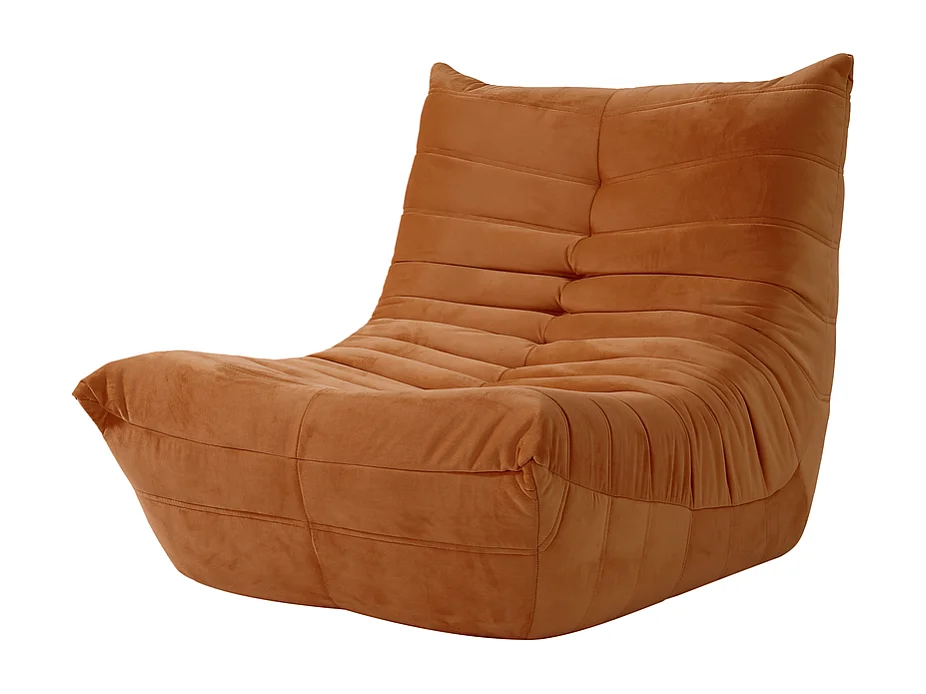 Fauteuil paresseux en tissu Chenille marron - assise profonde 62cm - 80x85x84cm