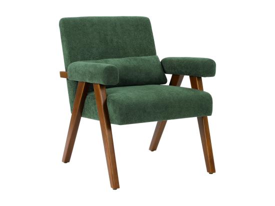 vente unique Fauteuil en Sherpa Vert - pieds en bois massif - avec accoudoirs rembourrés - charge max 125kg - 73x68x83cm