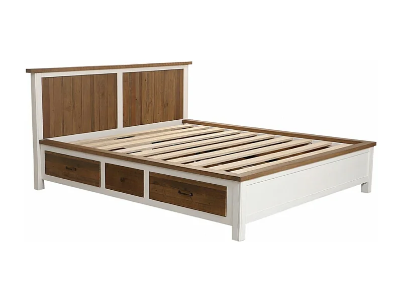 Lit à tiroirs Bois-MDF Blanc - Rivages Interior's